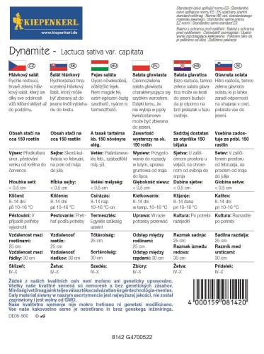 Sałata Masłowa 'Dynamite' – Odporna – Nasiona – Kiepenkerl - tył