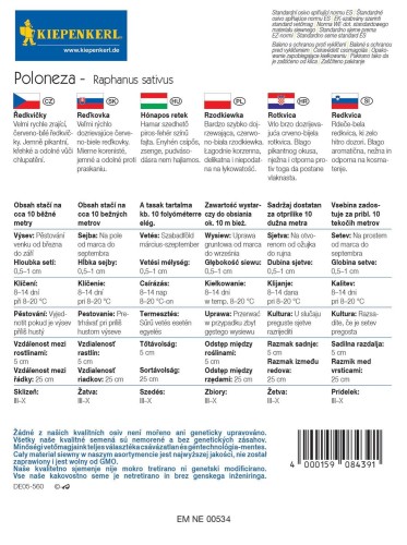 Rzodkiewka 'Poloneza' – Nasiona – Kiepenkerl - tył
