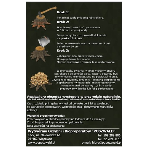 Grzybnia Do Rozkładu Pni i Kompostowania – Pg-Poszwald Eko - etykieta