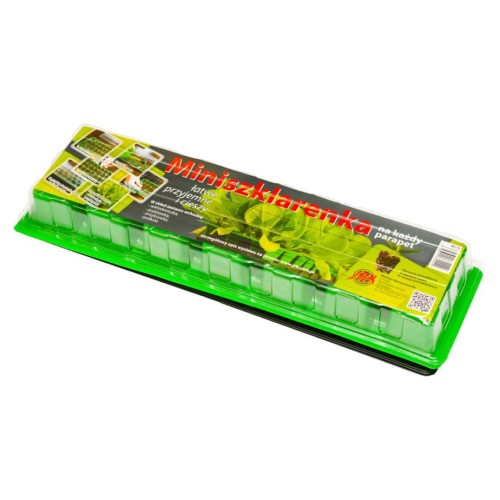 Miniszklarenka 56x56x55 mm - 14 komórek + ziemia do siewu