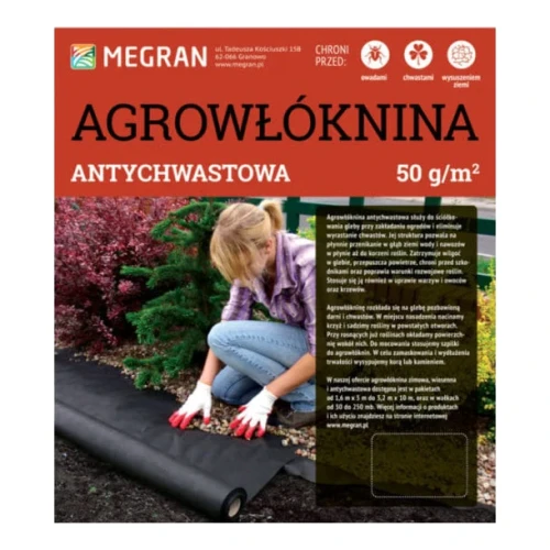 Agrowłóknina Antychwastowa 50 g m2 – Czarna – 1,6 x 10 m
