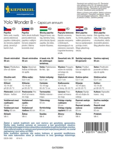 Papryka Blokowa 'Yolo Wonder' – Nasiona – Kiepenkerl tył