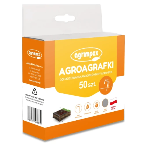 Agro-Agrafka - Szpilka do Agrowłókniny, 50 szt. - 15 x 5 x 5 cm - Srebrna