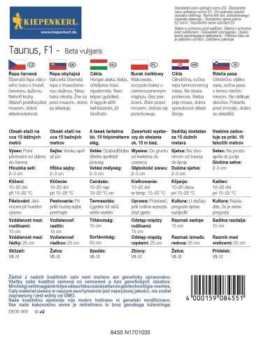 Burak Ćwikłowy 'Taunus' F1 – Nasiona – Kiepenkerl tył