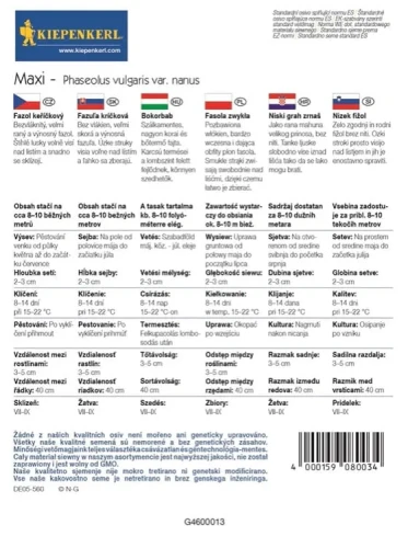 Fasola Zwykła 'Maxi' – Nasiona – Kiepenkerl tył