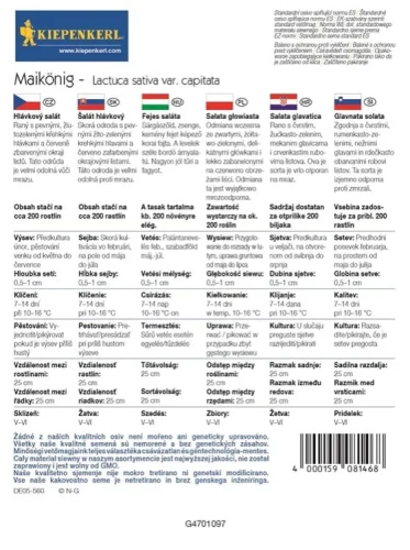 Sałata Głowiasta 'May King' – Nasiona – Kiepenkerl tył